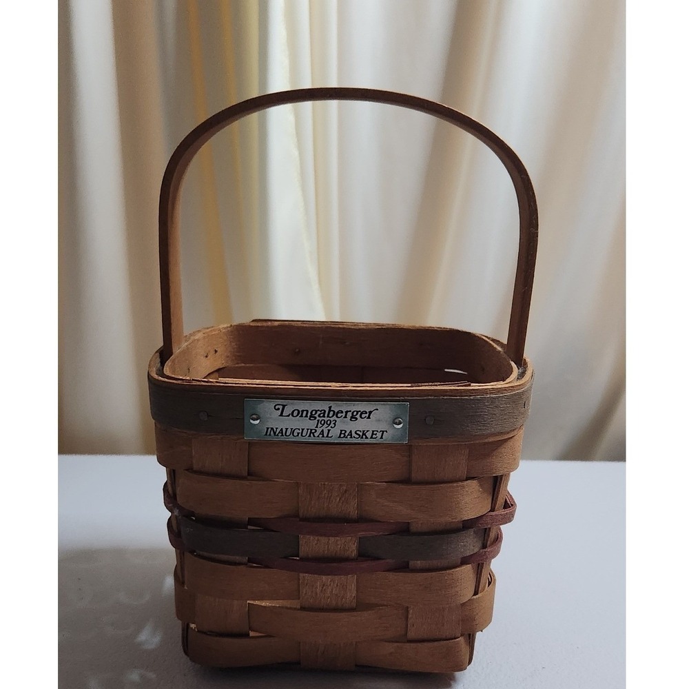 Longaberger 1993 Inaugural Basket Handwoven Wood Splint with Handle 5x5
